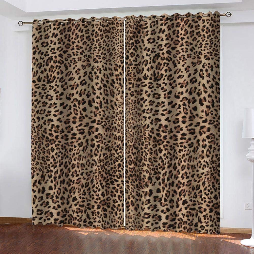 Gardinen Blickdicht Leopardenmuster Verdunklungsgardine Ösen Gardinen Vorhänge Blackout Thermisch Für Wohnzimmer Schlafzimmer 170X 200 cm