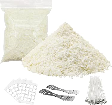 Soy Candle Wax for Candle Making, 10l bs Natural Soy Candle Flakes, Premium Soy Wax for Candle Making, 100 Cotton Candle Wicks, 100 Wick Stickers, 2 Wicks Holder