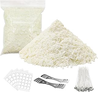 Soy Candle Wax for Candle Making, 10l bs Natural Soy Candle Flakes, Premium Soy Wax for Candle Making, 100 Cotton Candle Wicks, 100 Wick Stickers, & 2 Wicks Holder