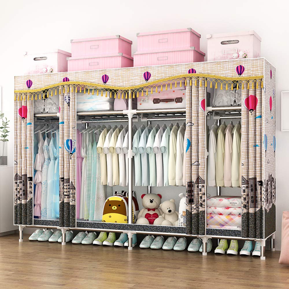 Armoire portable en tissu non tissé penderie vêtements et chaussures H