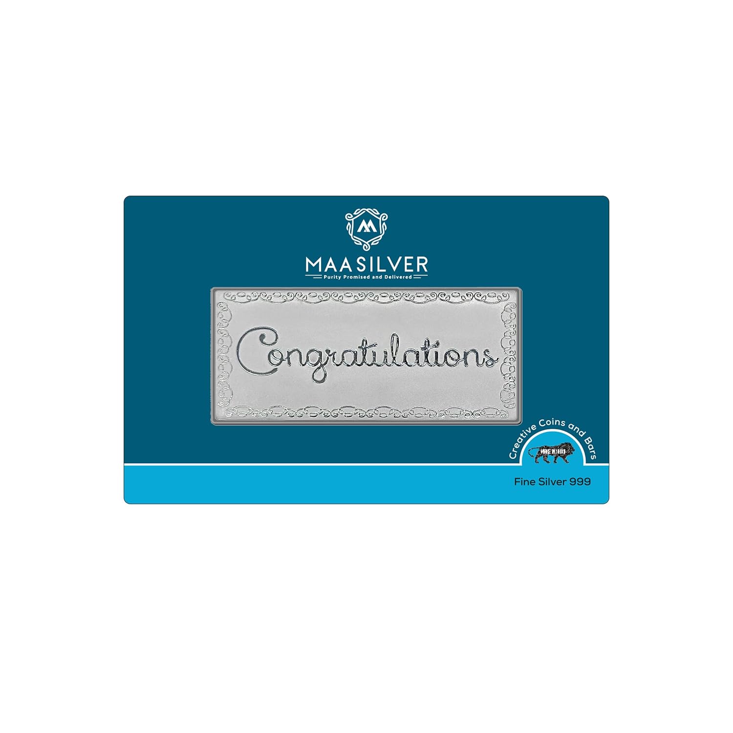 MAA SILVER Pure Silver Congratulation BIS Hallmarked Bar Perfect for Gifting (999 Purity)