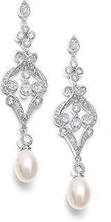 Bridal Wedding Freshwater Pearl Drop Earrings for Brides, Bridesmaid, Pr...