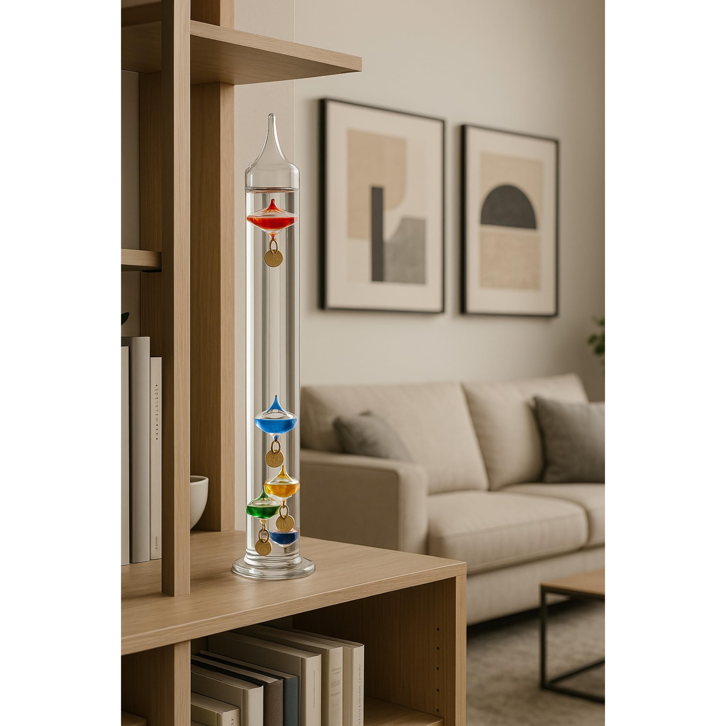ROCKING GIFTS Termometro Galileo Tubo de Cristal 22 cm, para Exterior o Interior, Analógico, Bolas Flotantes Colores — view 8