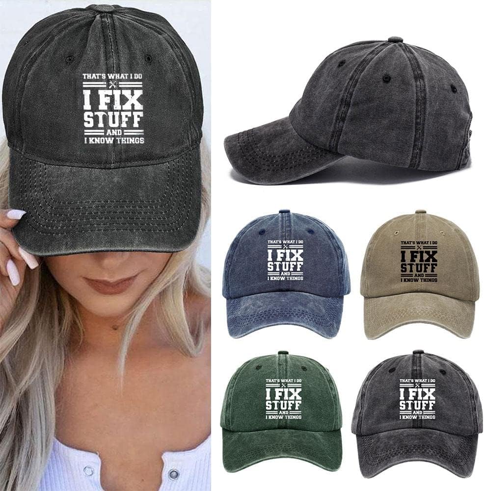 Cielo Meraviglioso That's Whats I Do I Fix Stuff and I Know Things Baseball Caps for Men Womem Washed Denim Adjustable Strapback Cap Hat