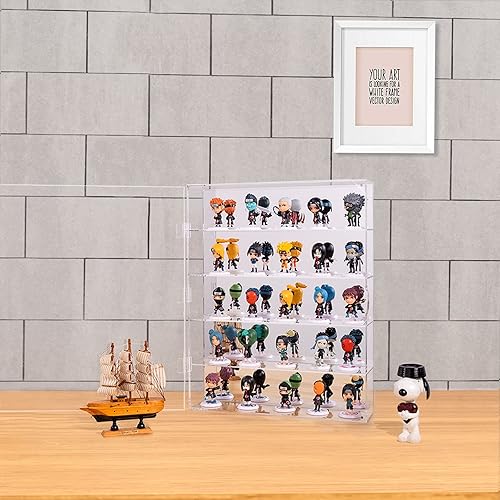 Miniatura 9 de AITEE Vitrina de acrílico con parte trasera espejada, vitrina para mini figuras Funko Pop, transparente montado en la pared o escritorio de 4