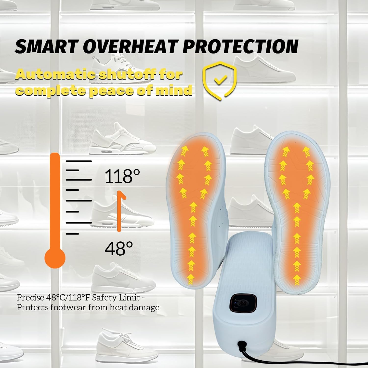Boot Dryer Shoe Dryer, Glove Dryer and Boot Warmer Heat Blower, with Intelligent Timer(30-60-120min) for Work Boot Ski Sneaker 90° Bendable Adjustable(White)