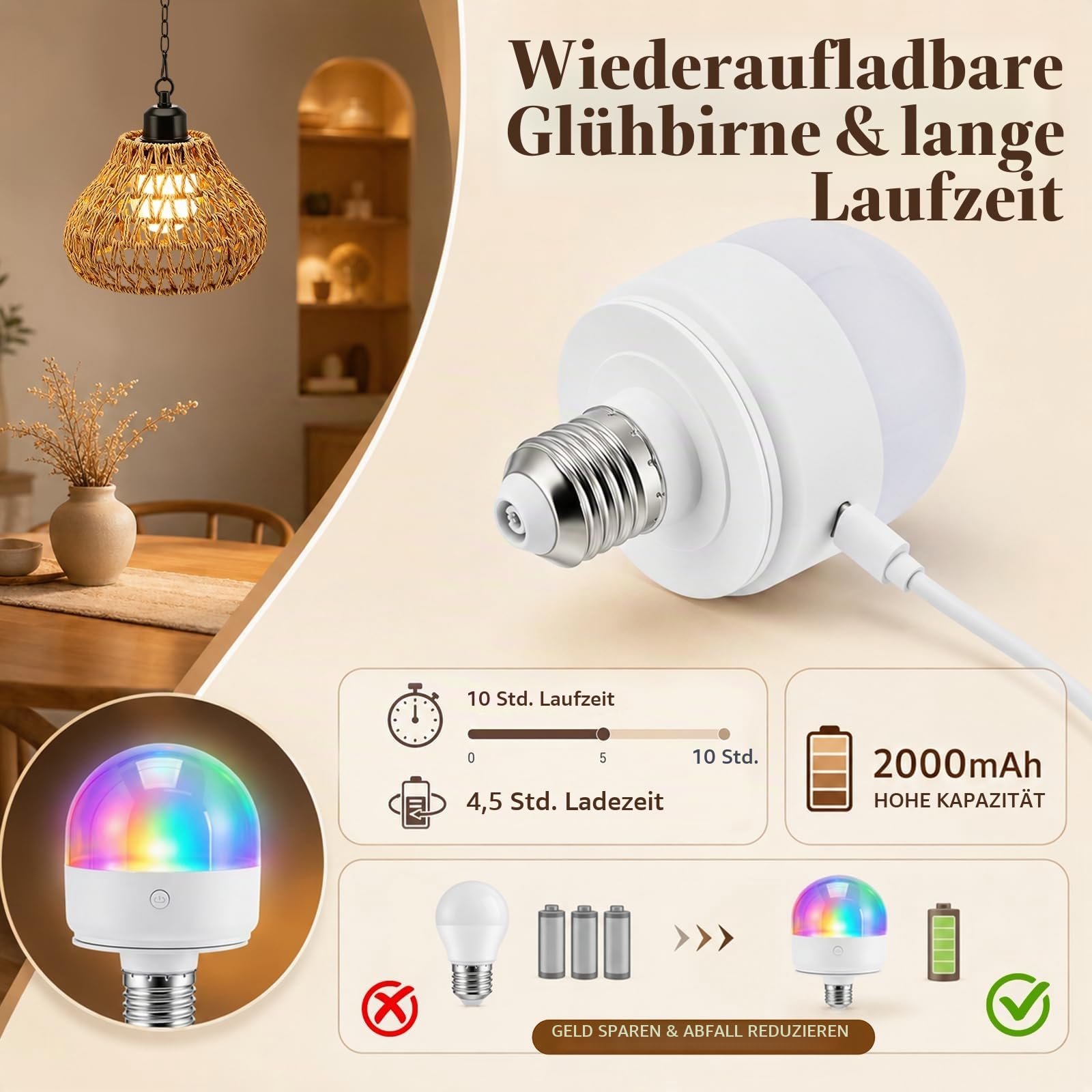 2 Stück hängelampe outdoor mit Fernbedienung, Boho Batteriebetriebene Lampe Hängeleuchte Ohne, IP65 Hängeleuchte Boho Rattan, Tragbare für Innen Außen Garten Terrassen Schlafzimmer Esstisch