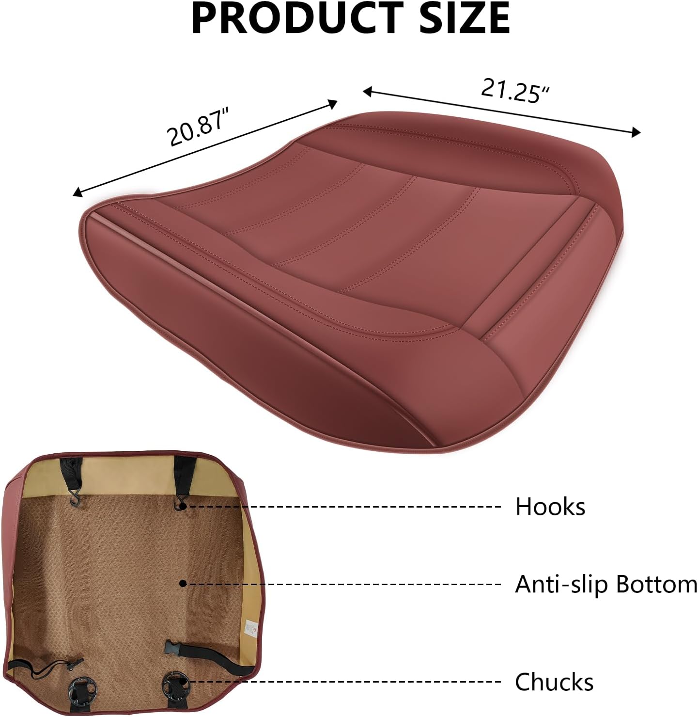 Faux Leather Front Car Seat Covers Bottom Seat Cushion Covers, Anti-Slip Full Wrap Protection with Storage Pocket, Heavy Duty Universal Fit for Most Vehicles, Sedan, Truck, SUV