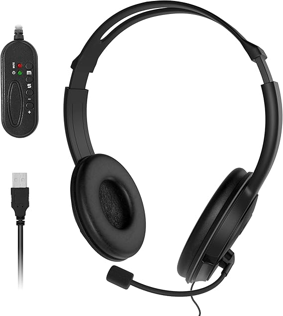 zetong Stereo Computer Headset, USB Headsets with Microphone Over Ear