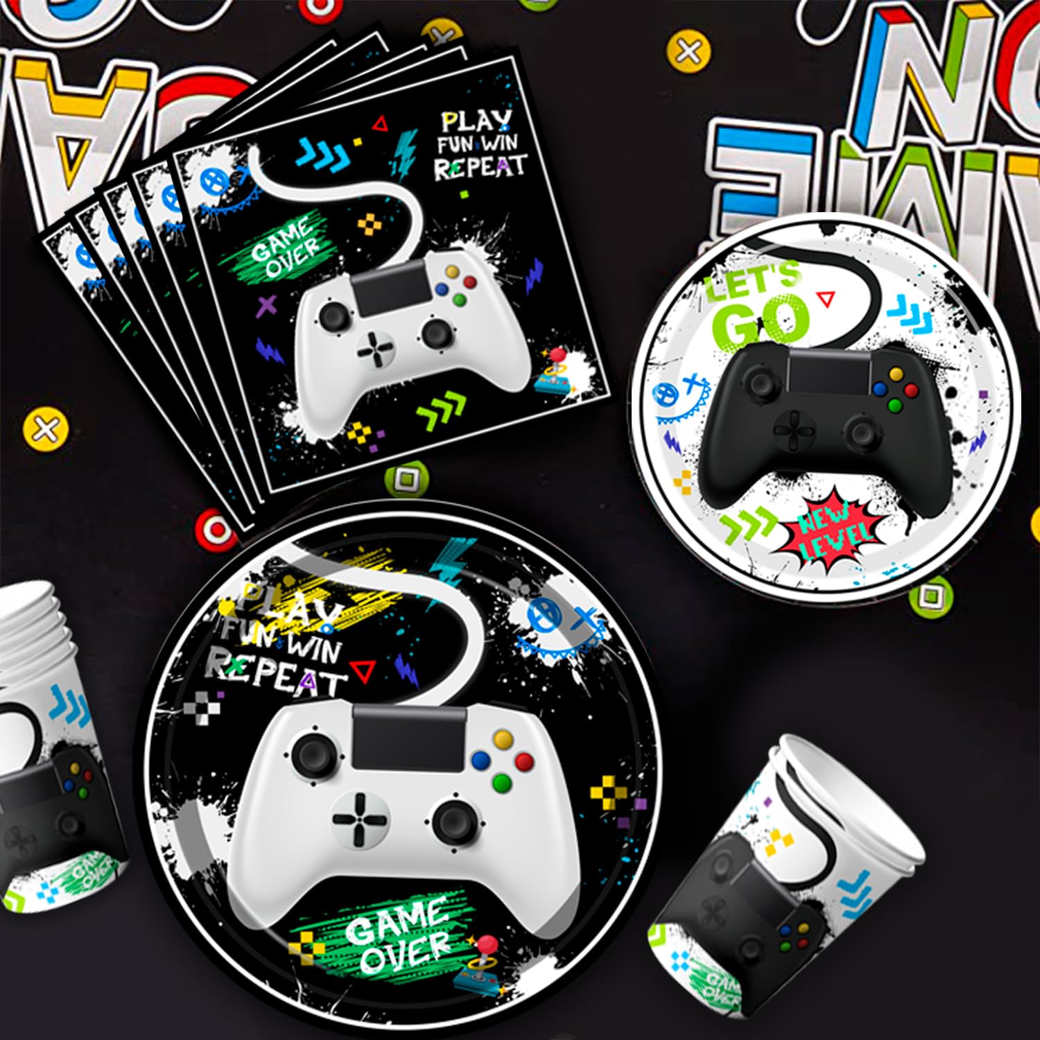 Fournitures De Fête De Jeu Vidéo,Jeu Vidéo Party Vaisselle Set - Vidéo