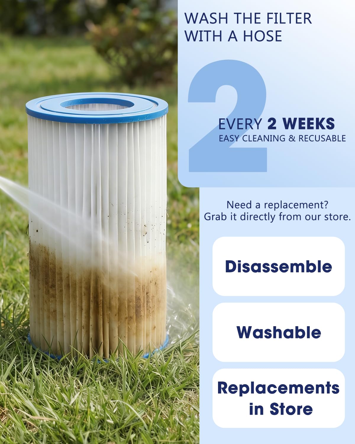 Evoio Pool Filter Pump Above Ground, 530 Gallons Swimming Pool Filters Cartridge Pump, Electric Pool Water Pump for Pools Sand Cleaning Tool Set — view 7