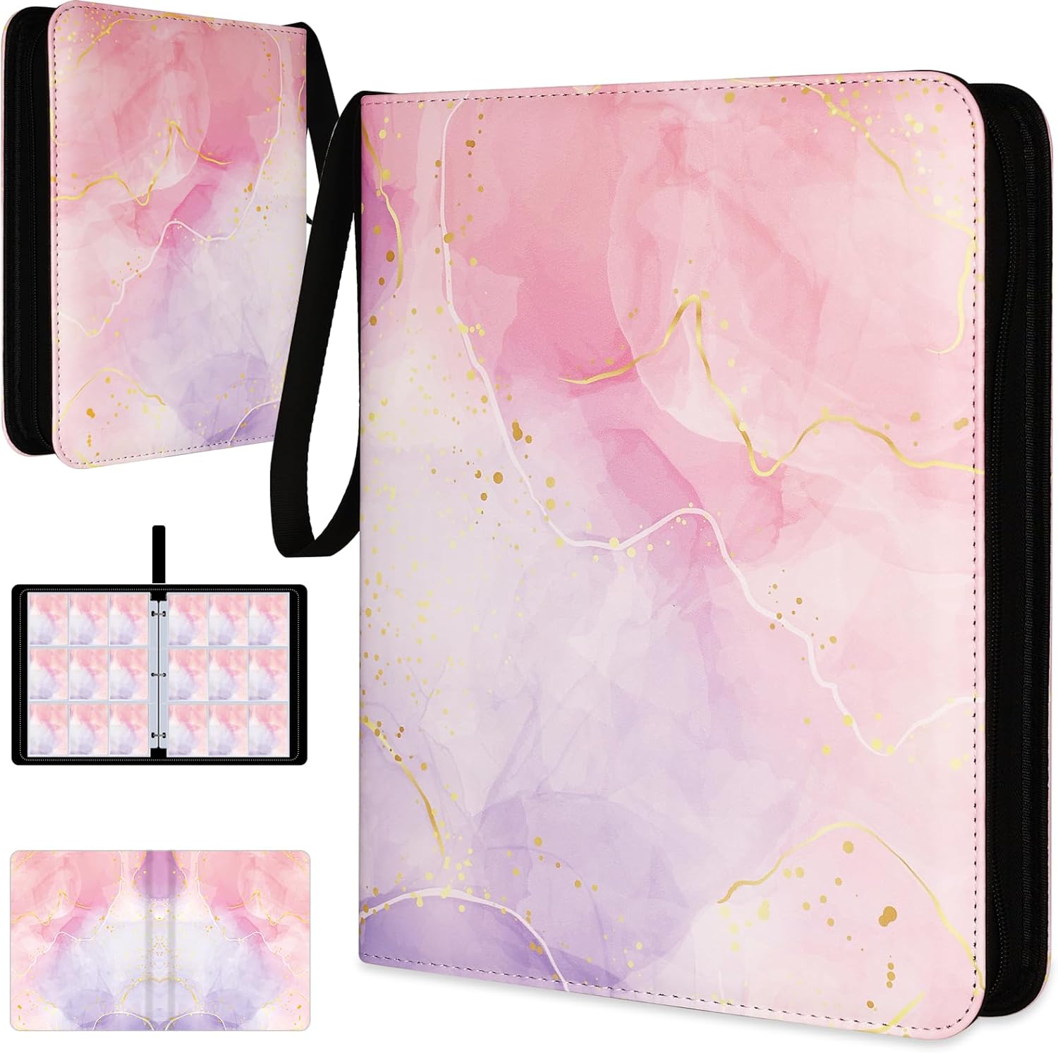 1080 Pockets Card Binder 9 Pocket, Trading Card Binder with 60 Page Removable Sleeves, Zipper Card Book Album Holder[PROTECTIVE][PLEASANT TOUCH SURFACE] Blue SKY