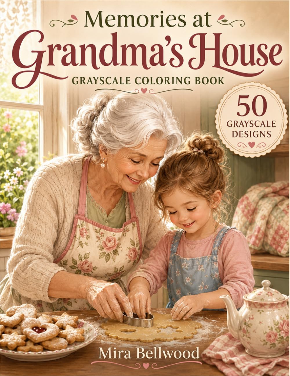 Memories at Grandma’s House Grayscale Coloring Book: Nostalgic Coloring Pages for Adults Featuring Cozy Grandmother and Grandchild Moments, Baking, ... Vintage Home Scenes, and Relaxation