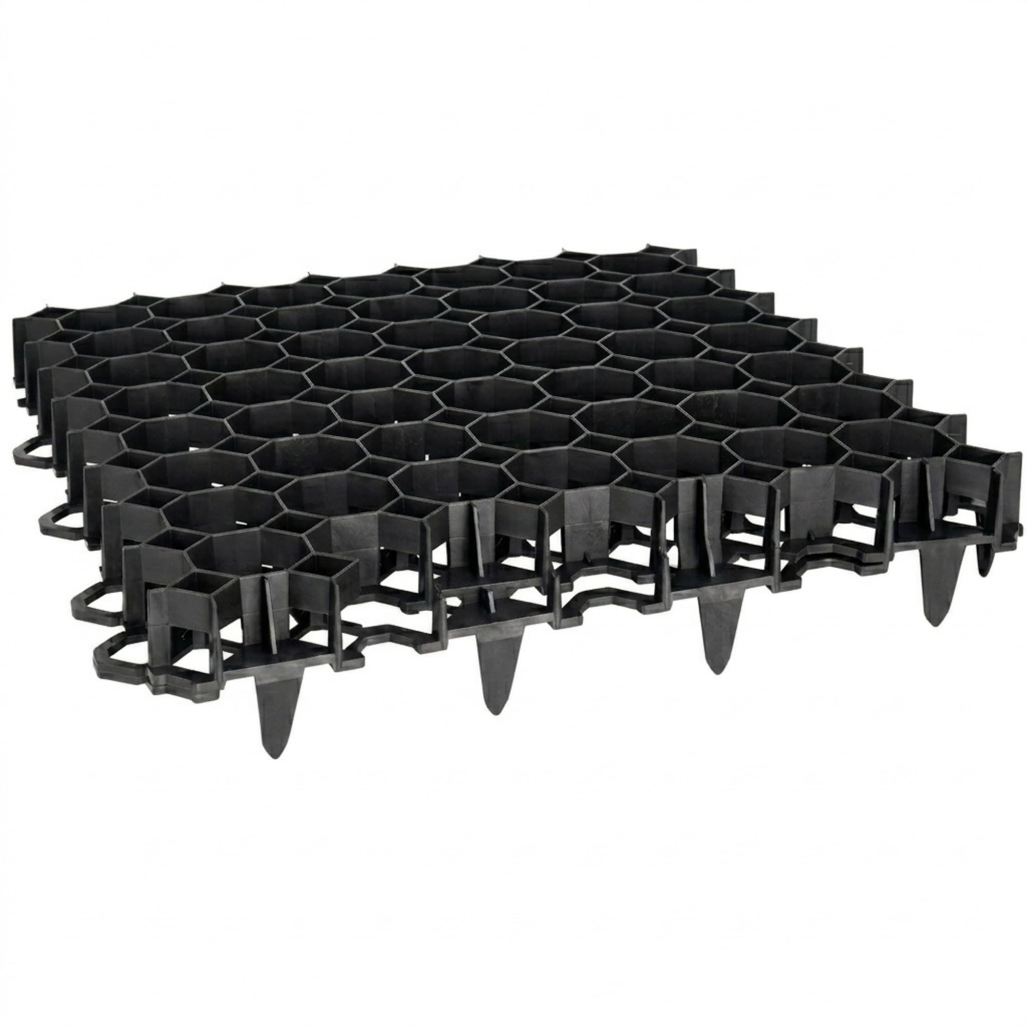 Kunststoff Rasengitter befahrbar Rasengitterplatten Rasenwaben Bodenwaben Paddockplatten Gehwegplatten 50x50x4 cm - schwarz - 20 Stück (5qm)