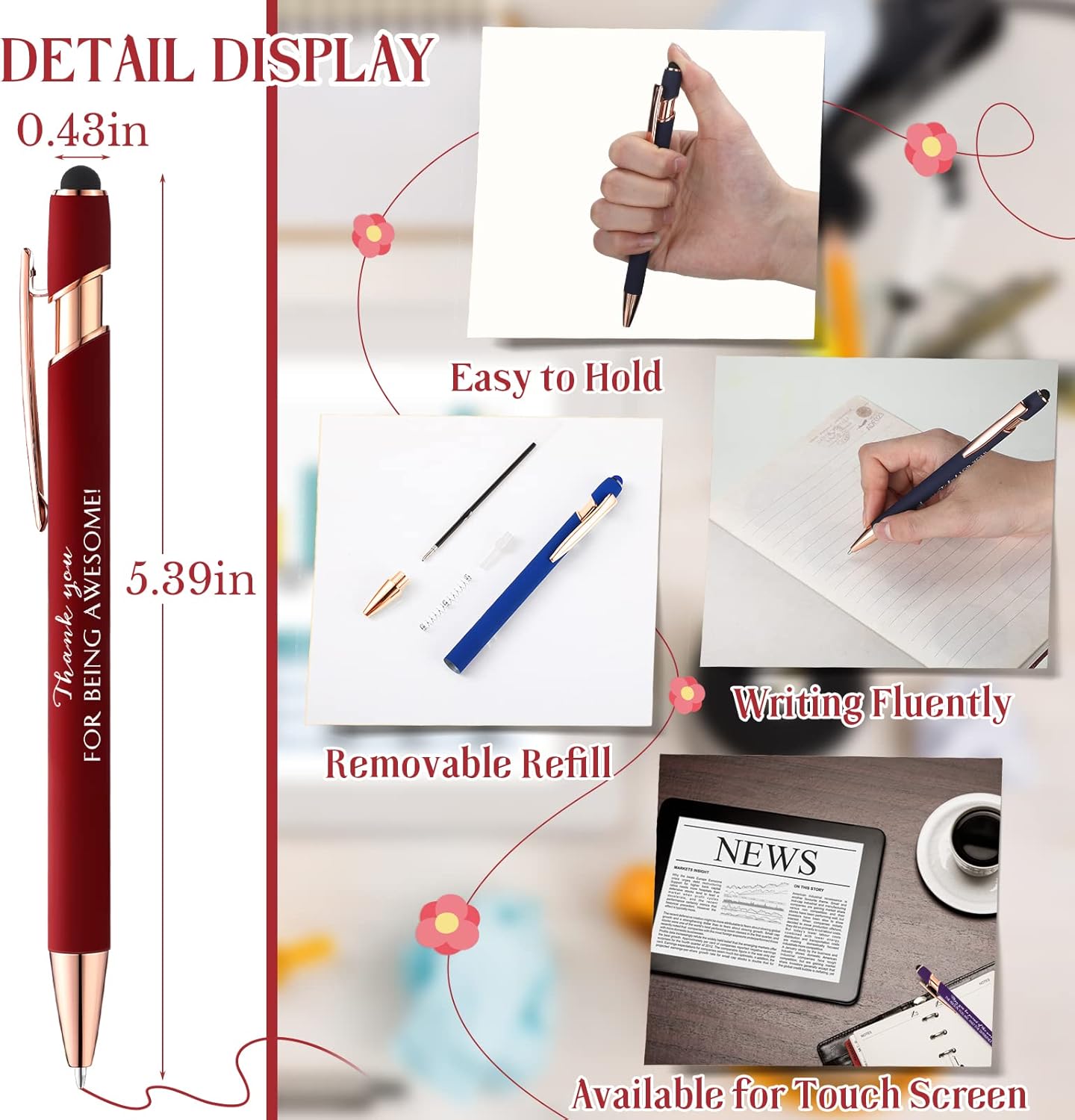 Ctosree 50 Pcs Employee Appreciation Gifts Pens Bulk Inspirational Pens Thank You Gifts for Coworkers Team Staff Medical Assistant Nurse(Awesome Style) - Image 2