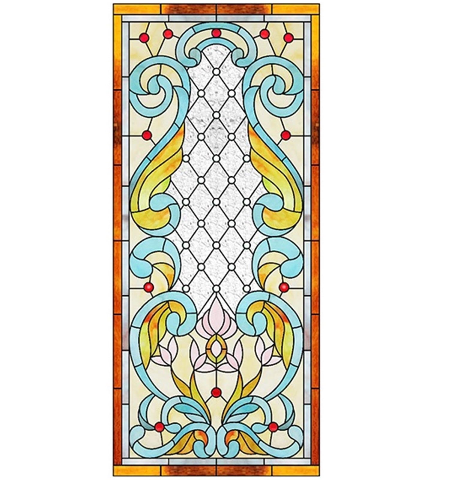 GlastüR Aufkleber Glasaufkleber, Buntglas, Milchglas, Fensterpapier, elektrostatische Kunst, Malerei, Retro-Kirche(Color 14,30x80cm)