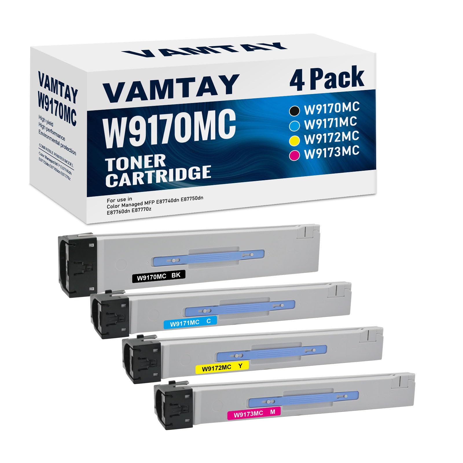 VAMTAY Remanufactured W9170 W9170MC High Yield Toner Cartridge Replacement for HP W9170MC W9171MC W9172MC W9173MC for HP Color Managed MFP E87740dn