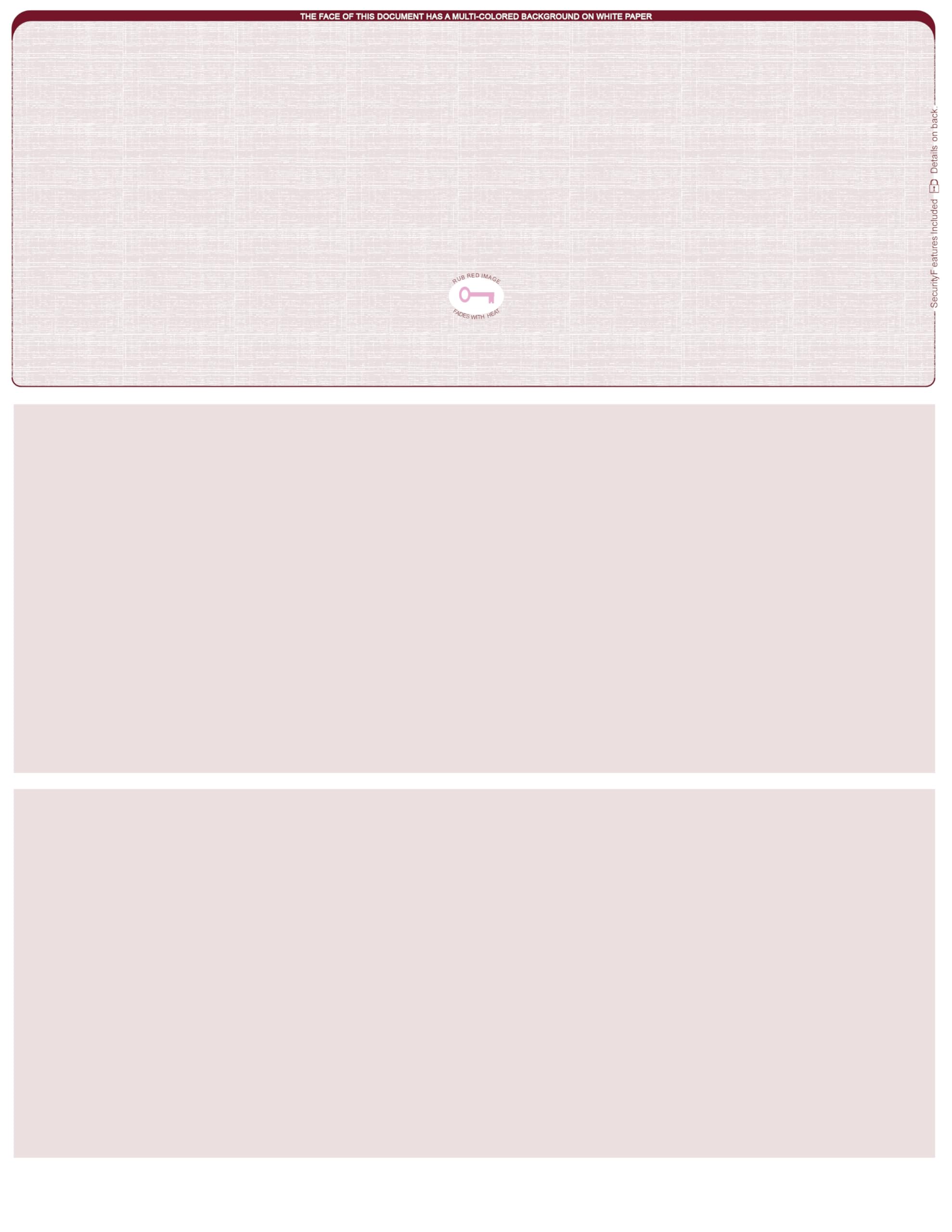 Blank High Security Top Computer Checks, 250 Burgundy Checks