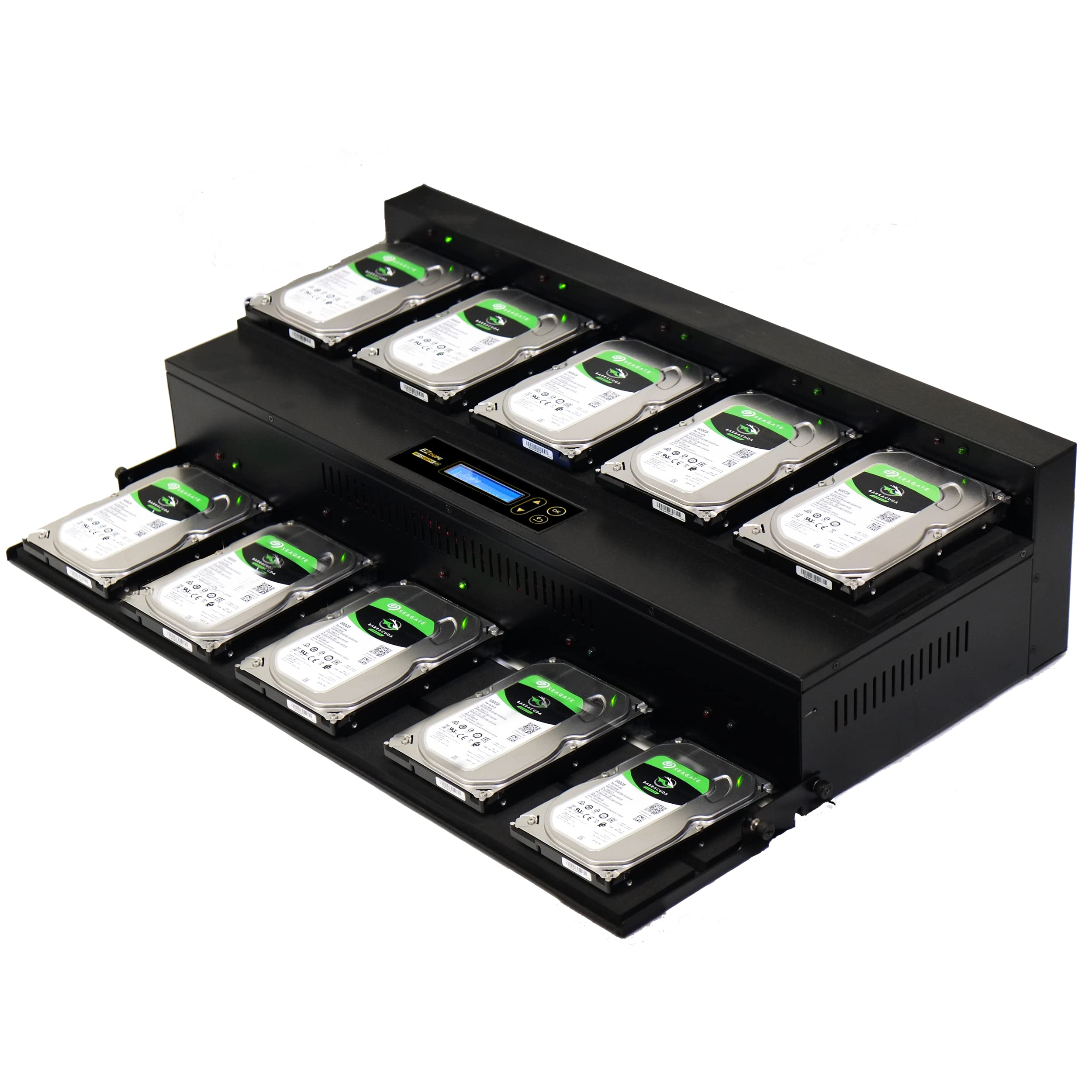 EZ Dupe 1 to 9 Flatbed SATA Hard Drive Duplicator - HD Cyclone 600 Open Platform 3.5" 2.5" HDD/SSD Cloner Copier &amp; DOD Eraser (36GB/Min)