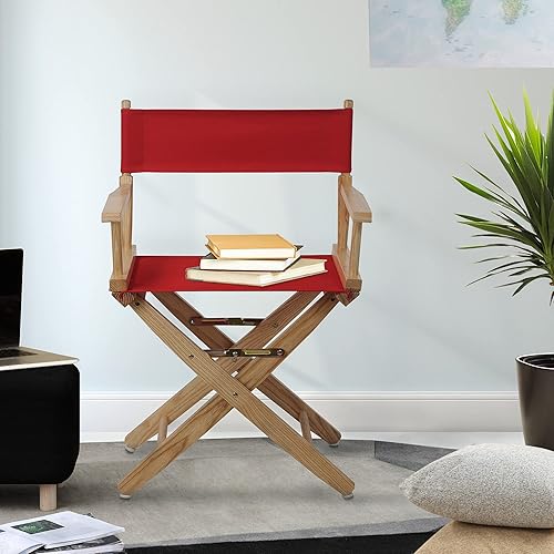 Miniatura 2 de Casual Home Silla de director de cubierta de color de 18.0in W extrancha, marco naturallienzo rojo