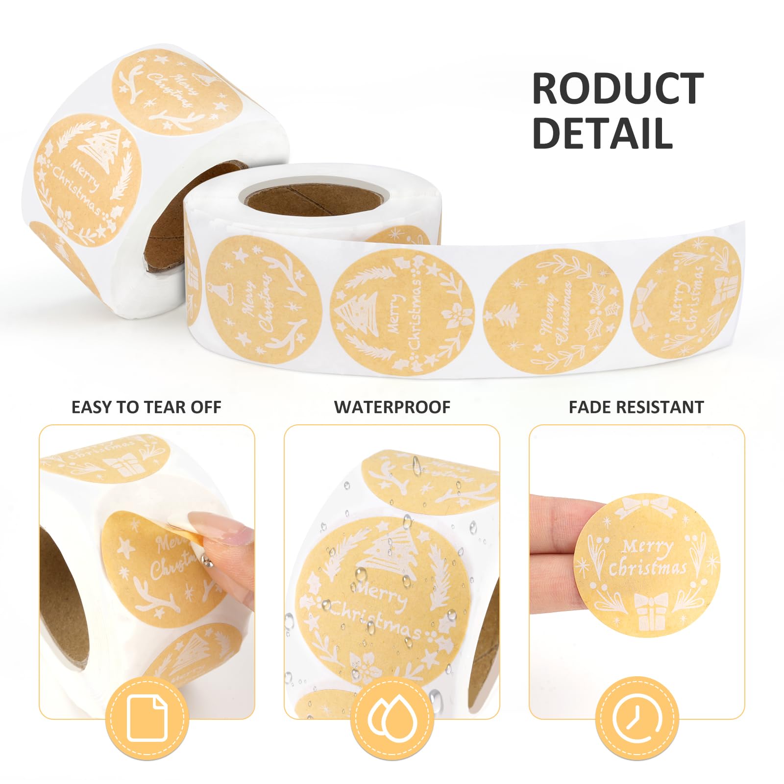 Lot De 500 Rouleaux D'autocollants « Merry Christmas » De 3,8 Cm