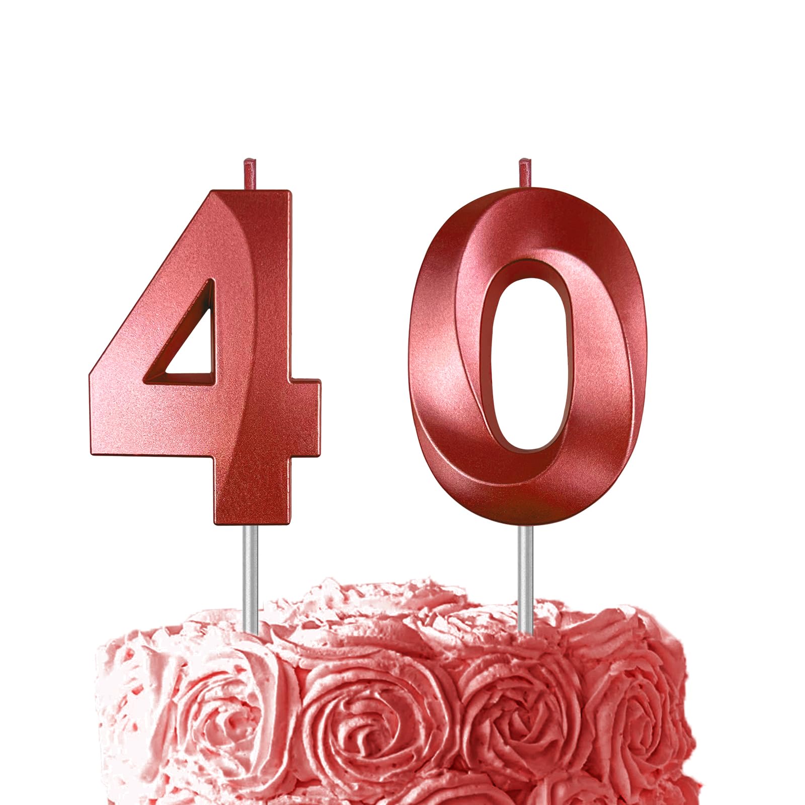 Red Birthday Number 40 Candles for Wedding Party Cake Decorations