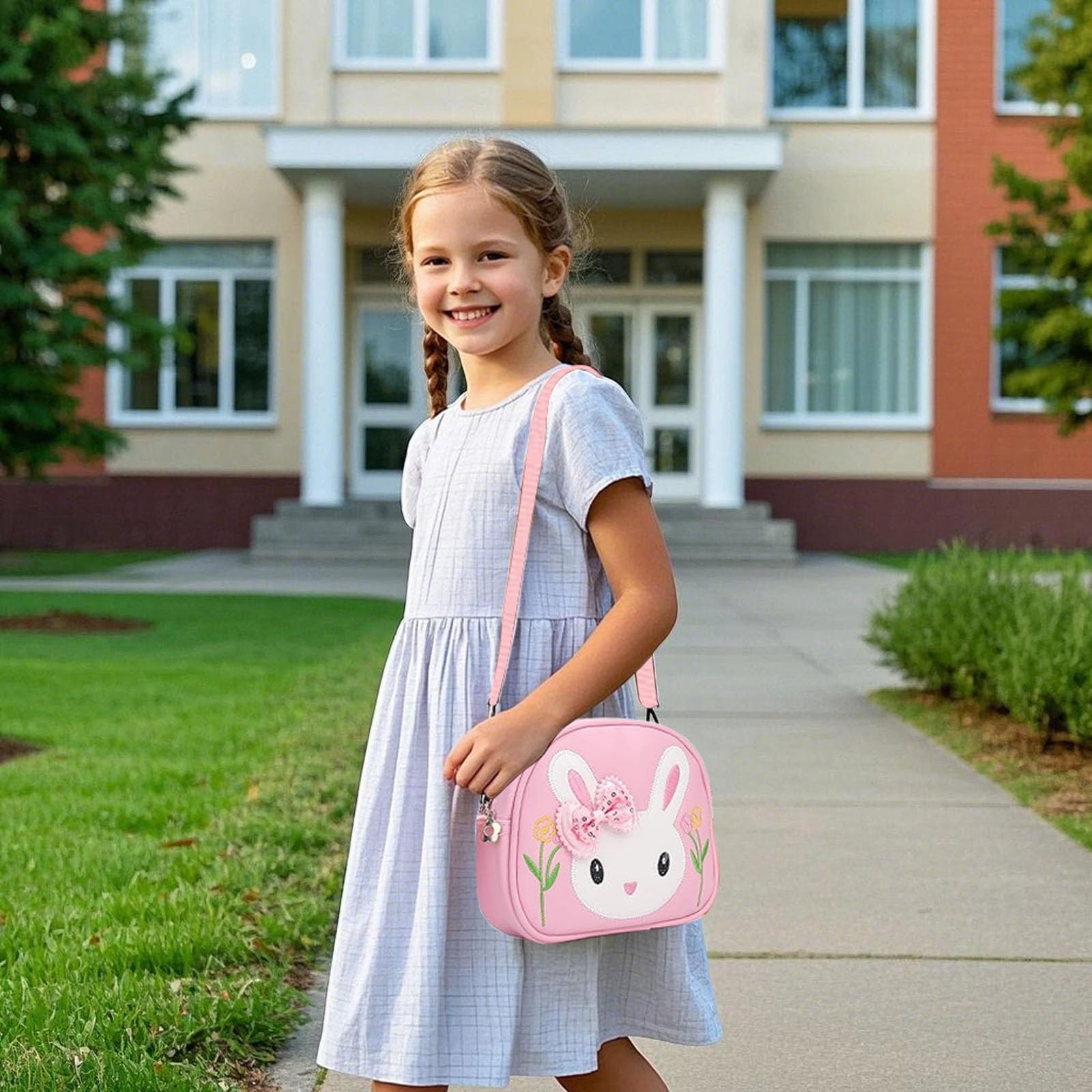 dogmoon Teenager Kaninchen Tasche, Handtasche Prinzessin mit 1 Stück Brille und 14 Stück Haarklemmer, Teenager Hase Geldbörse PU Leder Prinzessin Mini Handtasche