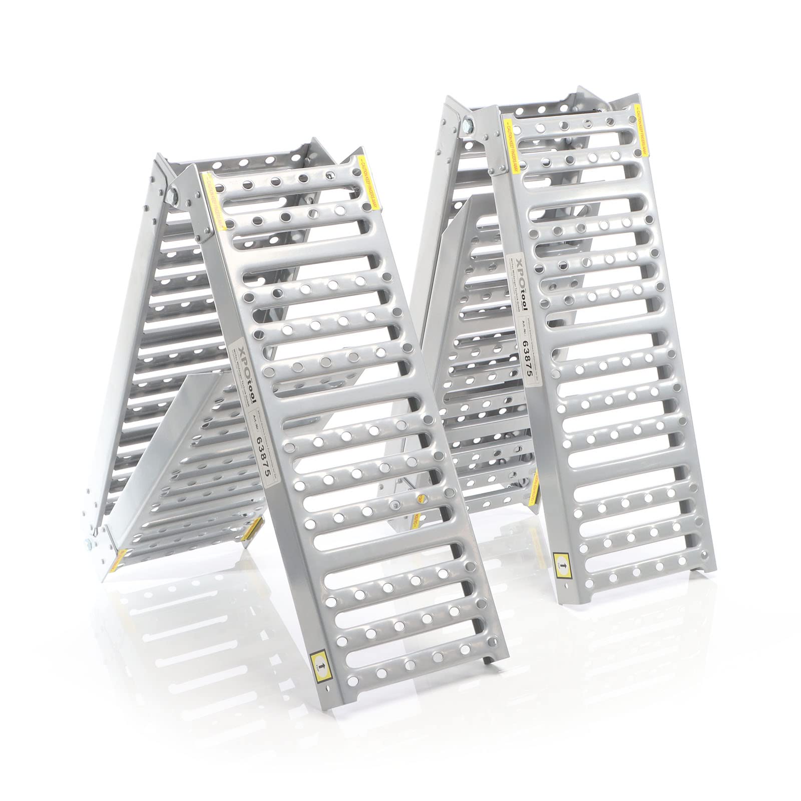 XPOtool 2X Auffahrrampe max. 800 kg 3-Fach klappbar 195,5 cm für Motorrad ATV Quad, Stahl Auffahrschiene faltbar, Verladerampe rutschsicher