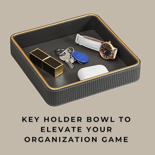 Miniatura 6 de Cuenco para llaves para mesa de entrada, cuenco de cuero para atrapar todos, plato para llaves para mesa de entrada, bandeja EDC para llaves,
