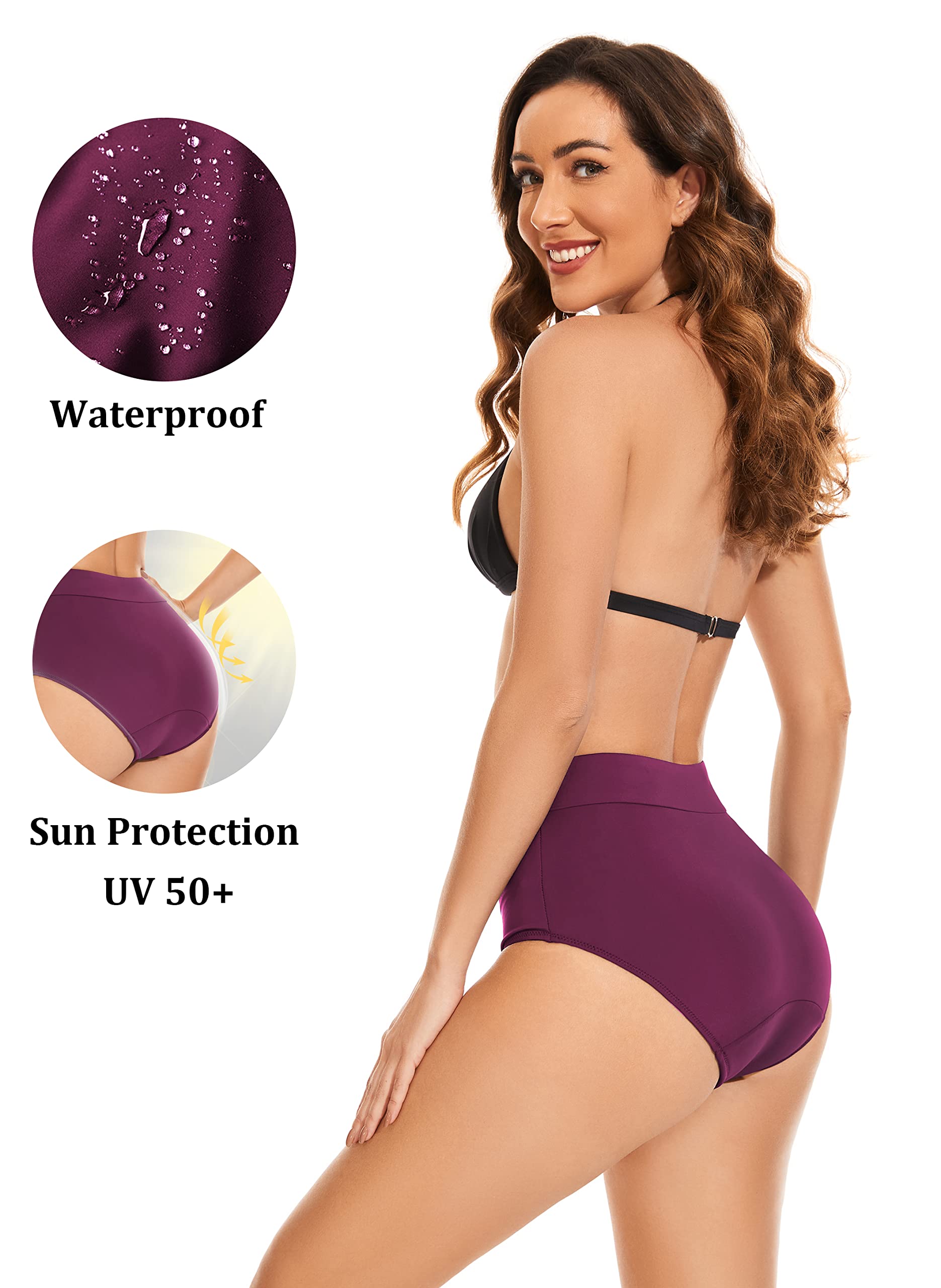 OVRUNS Costumi da Bagno per Il Periodo mestruale a Prova di infiltrazione Bikini Bottoms