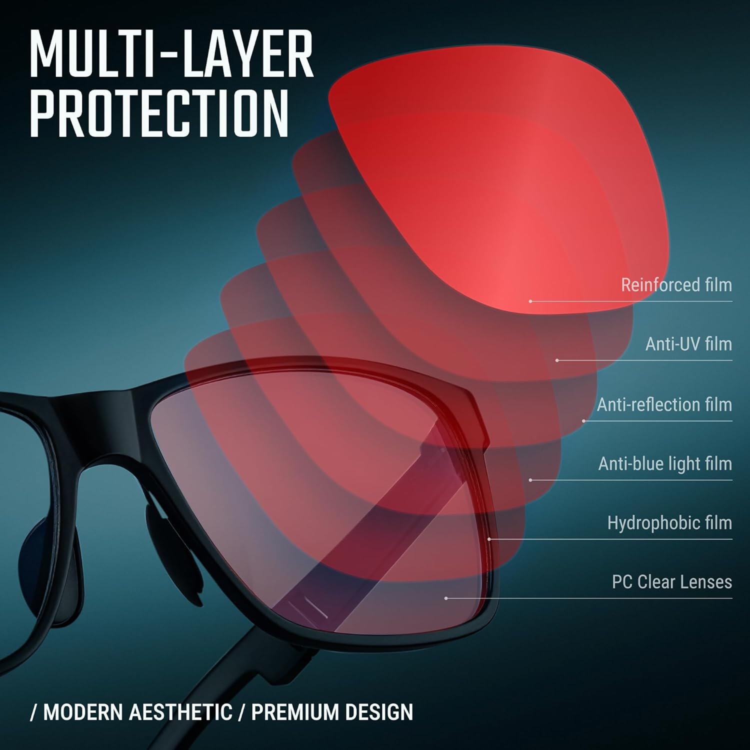 Carbon Blue Light Blocking Glasses Men for Computer, Gaming, Metal Frame Green Light Protection Night Driving Glasses for Man - Image 3