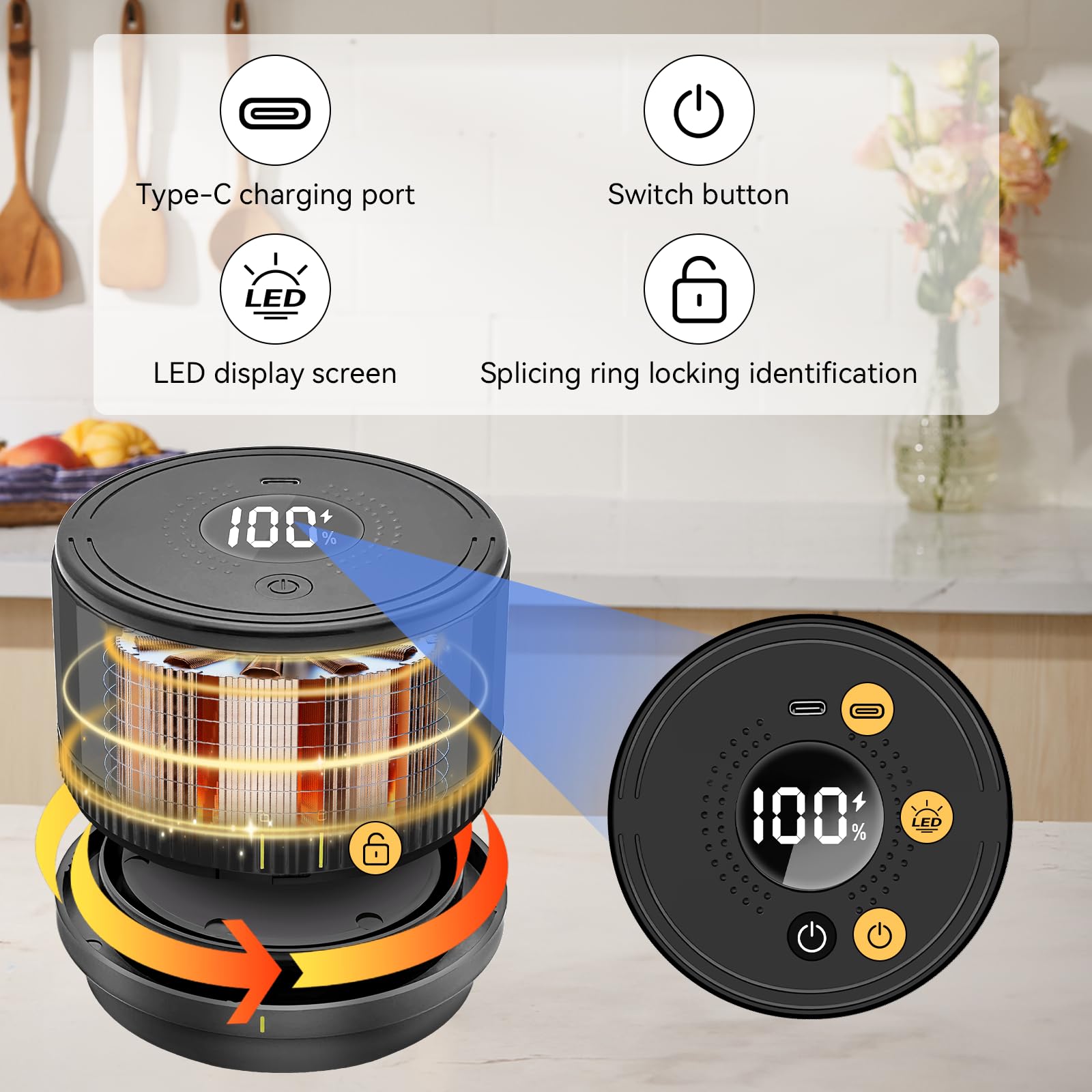 Electric Vacuum Sealer Kit for Mason Jars - Perfect for Regular and Wide Mouth Jars, Food Storage and Canning - Compatible with Lids - Cordless Saving Sealing Machine