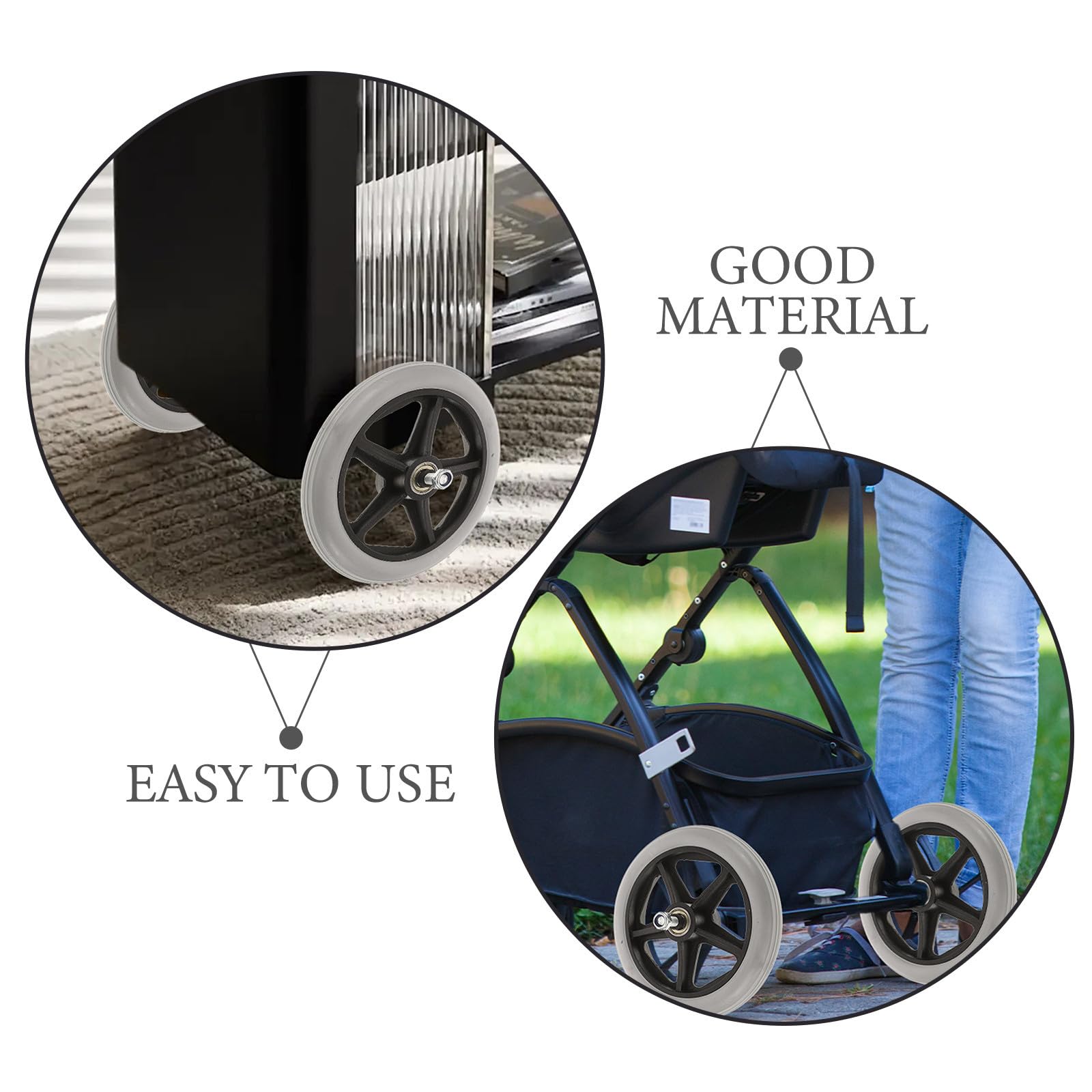 6 Piezas Rueda Delantera de Goma y Acero, Diseño Antipinchazos Neumático Sólido Instalación Fácil para Silla de Ruedas para Movilidad Diaria y Senderos al Aire Libre