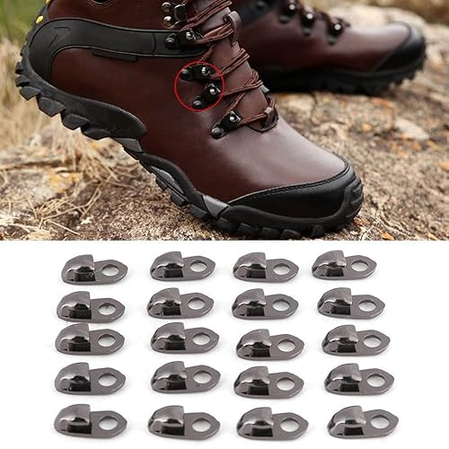 Miniatura 5 de 20 unidsset de accesorios de encaje, ganchos para botas con remaches para escalada senderismo zapatos trabajo al aire libre botas de montañismo, Gris
