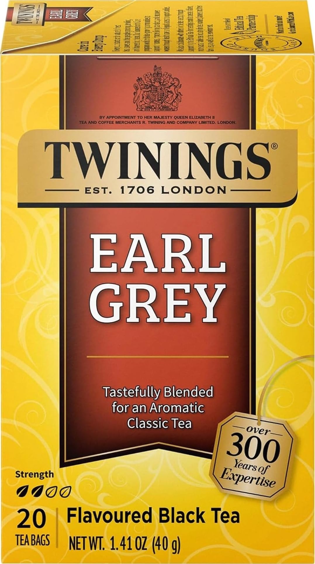 Twinings Earl Grey Black Bergamot Caffeinated Tea Bags, 20 CT Box (1 Pack) Earl Grey 20 Count (Pack of 1)