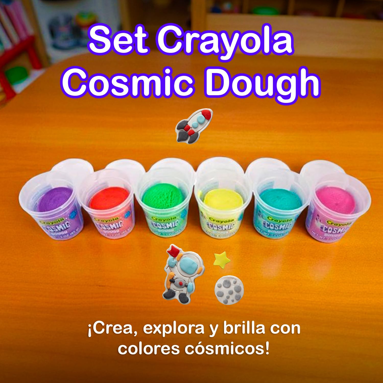 Cefa Toys - Plastilina Crayola Cosmic - Pack 20 Botes 85g c/u - Masa Moldeable Brillante - No Tóxica - Maletín de Transporte Incluido - Apto para Niños a Partir de los 3 Años