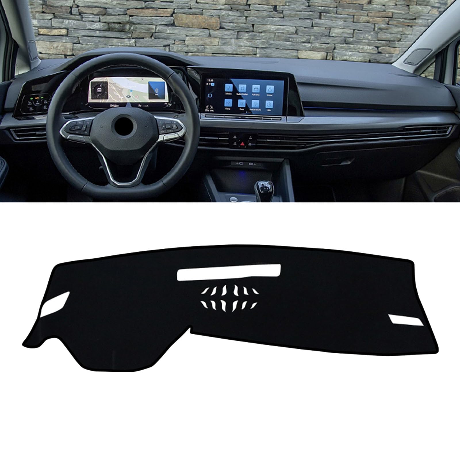 Copri Cruscotto Auto per Volkswagen VW Golf 8 MK8 2020 2021 2022 2023, Protezione per Console, Auto Interno Parasole, AntiGraffio Copri cruscotto Interno,Black Side LHD