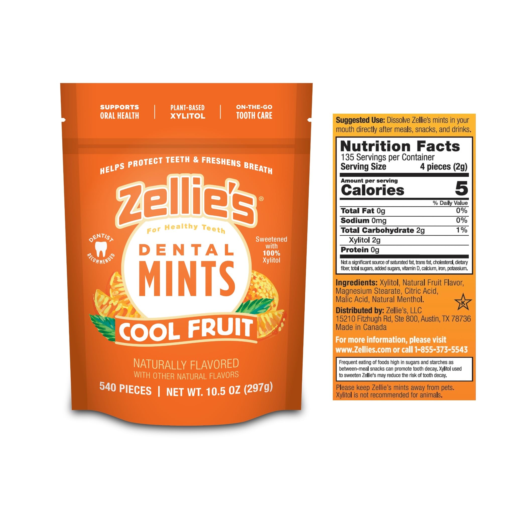 Amazon.com : Zellie's | 100% Xylitol Cool Fruit Mints Breath Mints