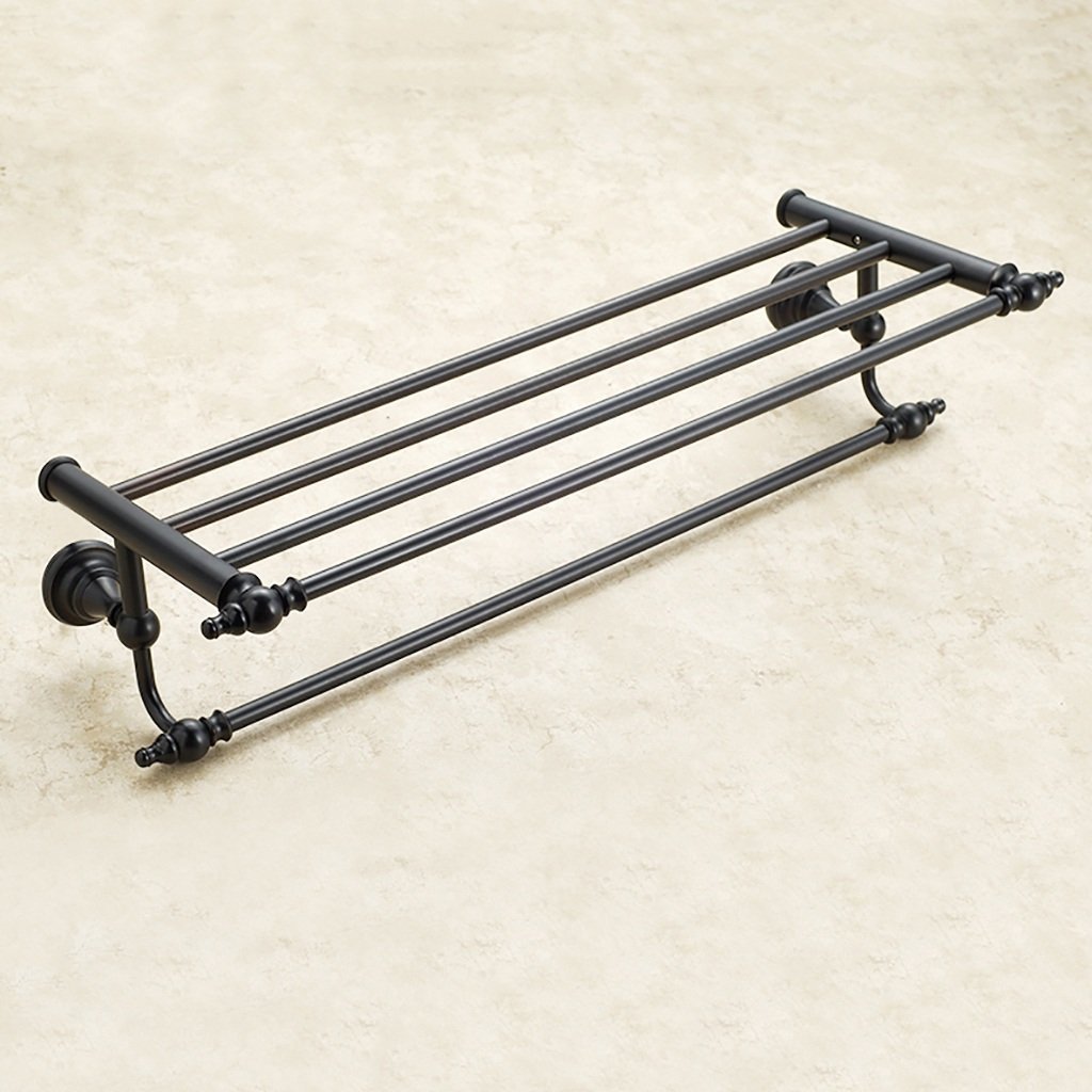 Toallero estante de hierro negro para baño y balcón de pared