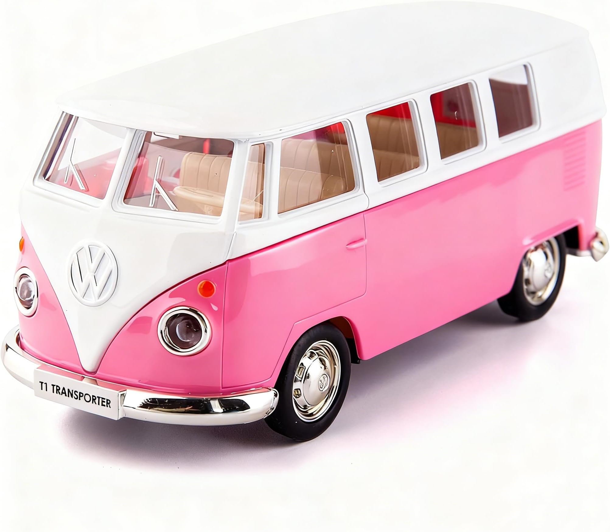 TGRCM-CZ 1/36 Scale Bus Casting Car Model, Zinc Alloy Toy Car for Kids, Pull Back Vehicles Toy Truck for Toddlers Kids Boys Girls Gift (Pink)