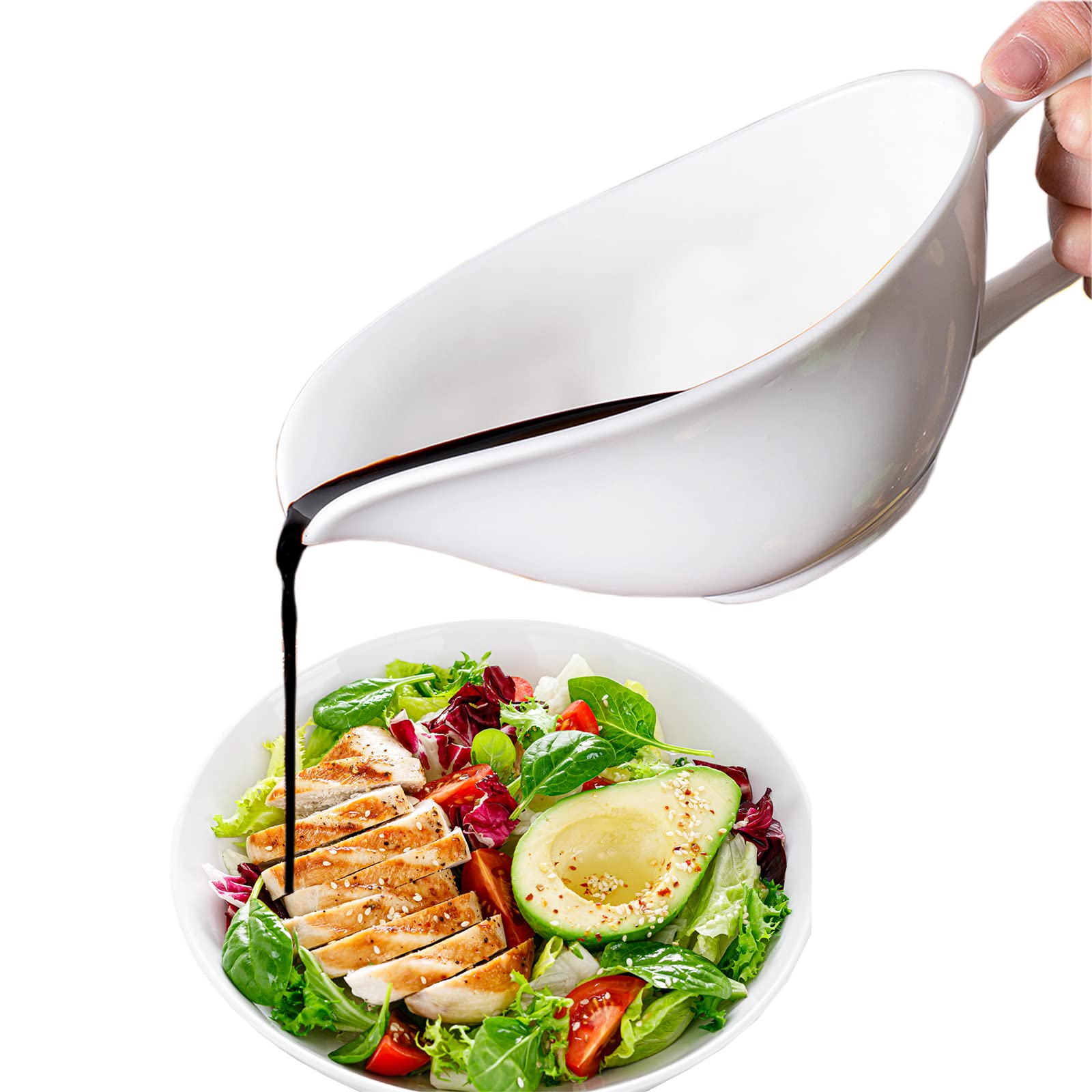 Buy Large 17 Oz Porcelain Gravy Boat with Large Pour and Fewer Drips