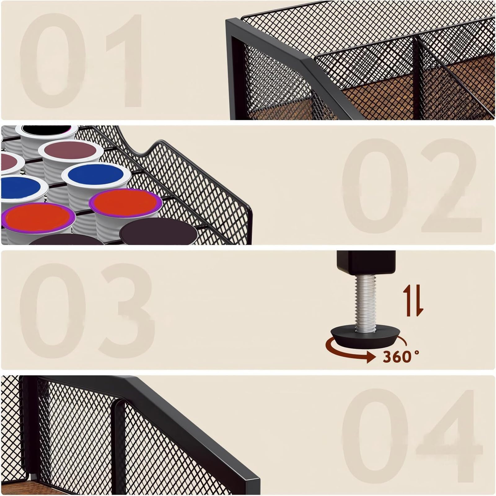 Kaffeekapsel-Organizer Großraum-Schubladenregal-Halter | Kapselhalter für Schublade, Arbeitsplatte, Küchenschrank, Wand Kaffee-Zubehör für Zuhause, Küche, Büro, Bar
