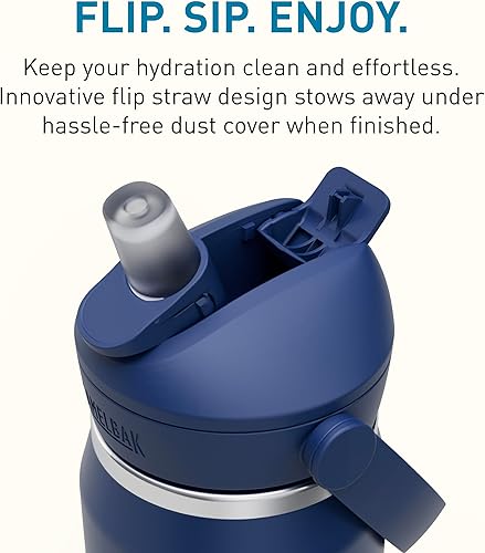 Miniatura 5 de CamelBak Thrive - Botella de agua de acero inoxidable aislada con pajilla, color azul marino, 25 onzas