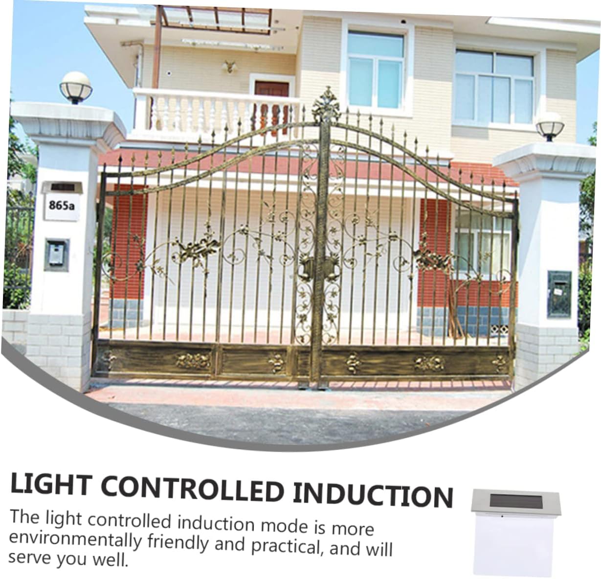 Solar Address Plaque Light with Motion Sensor 4 LED Outdoor Number Sign Waterproof Solar Wall Lamp for House Use 2-Piece Set