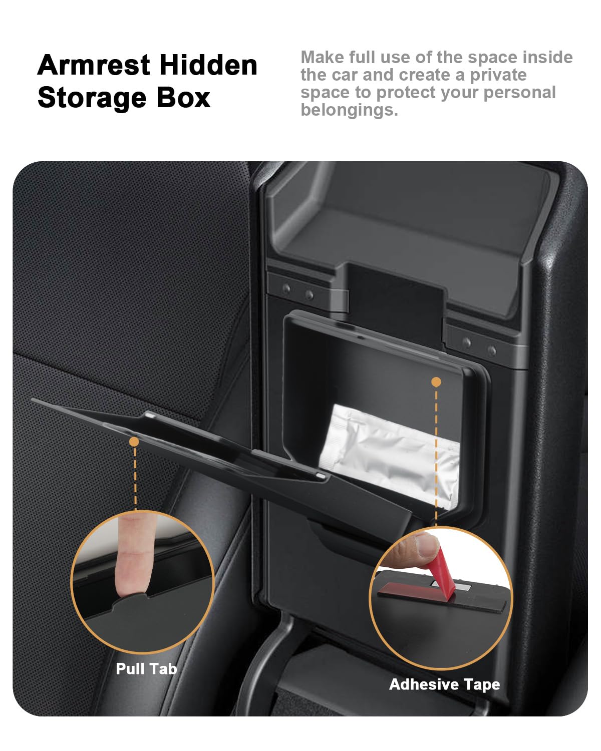 ECOZEN 4PCS Tesla Model Y 2025 2026 Juniper Organizer Consolle Centrale organizer per sotto la console centrale Vano portaoggetti nascosto Vassoio portaoggetti per bracciolo(floccato) ModelY Accessori