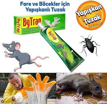 Badem10 ByTrab Fare Haşere Böcek Tuzağı Kapanı Yakalama Yapışkanı Tüpü Zehirsiz 75 ml