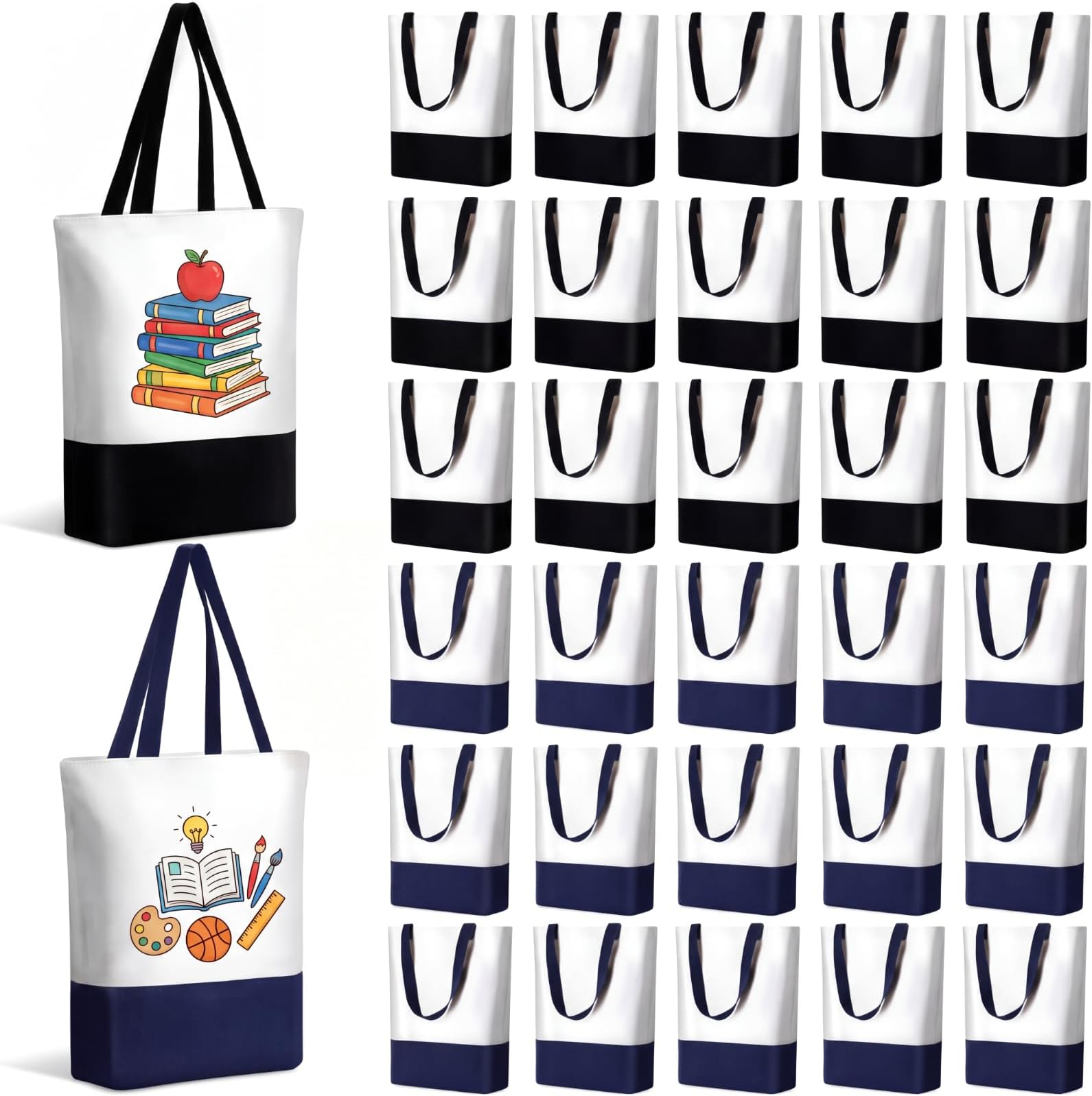 BBTO 30 Pack Canvas Tote Bags Bulk, Blank for Sublimation DIY Shopping | Reusable Bags for Teachers Women Travel, Blank Ready for Sublimation Heat Transfer, School Gifts Tote