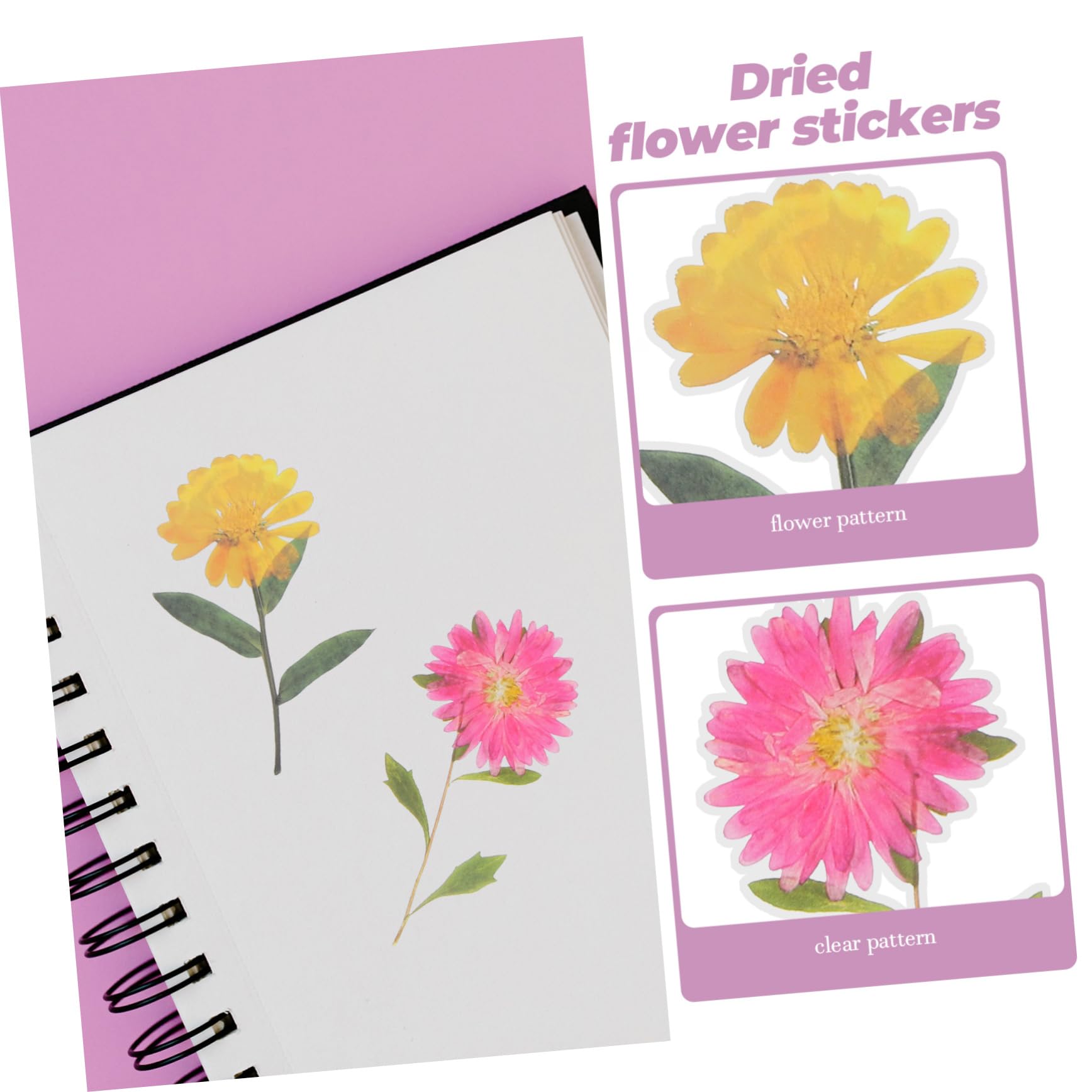 Artibetter 18packungen Elegante Trockenblumen Sticker Pack Dekorative Aufkleber Für Scrapbooking Notizbücher Kunst Und Bastelprojekte Für Kreative Dekorationen Und