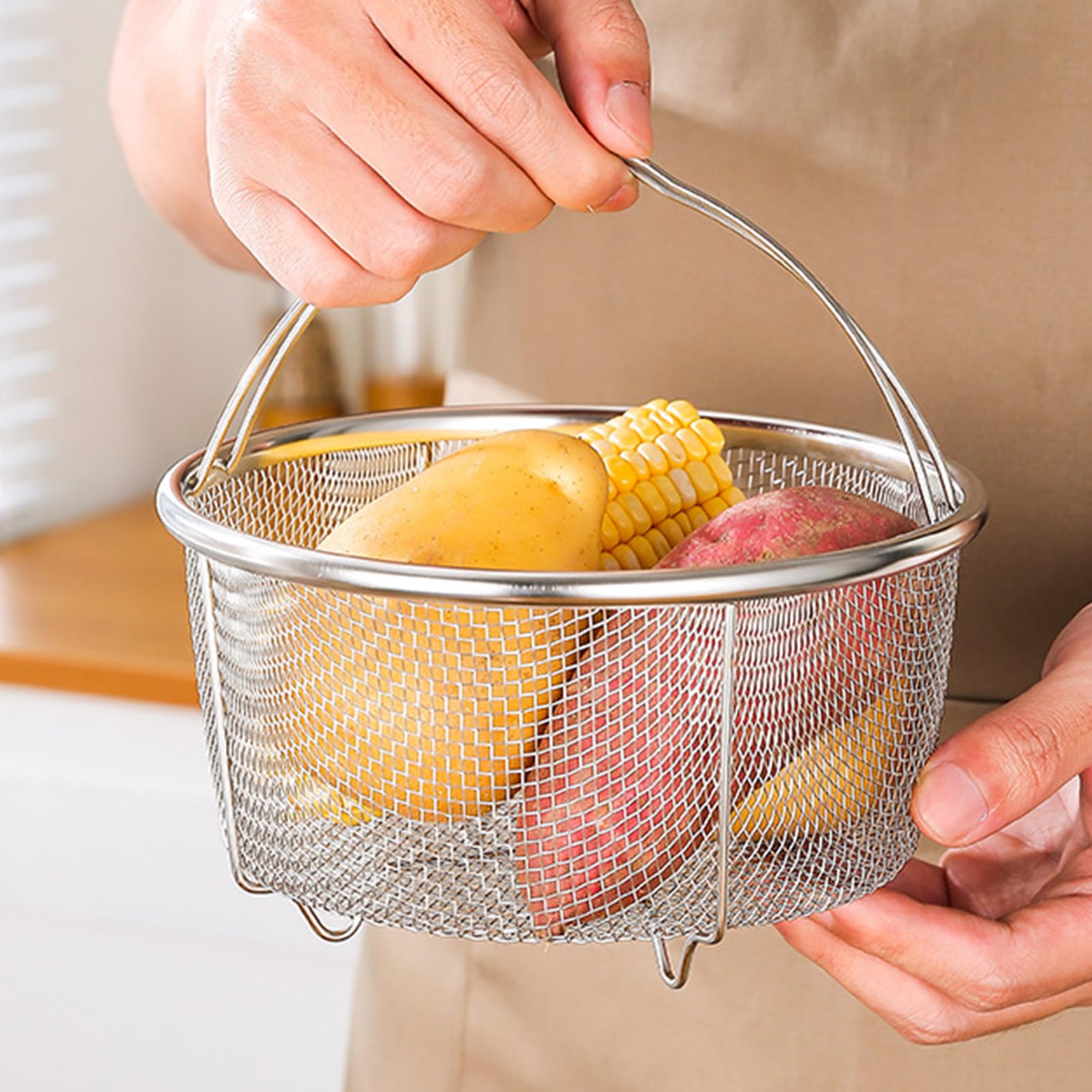 Panier Vapeur En Acier Inoxydable - Pour Cuisson Riz, Friture, Avec Filtre à Huile