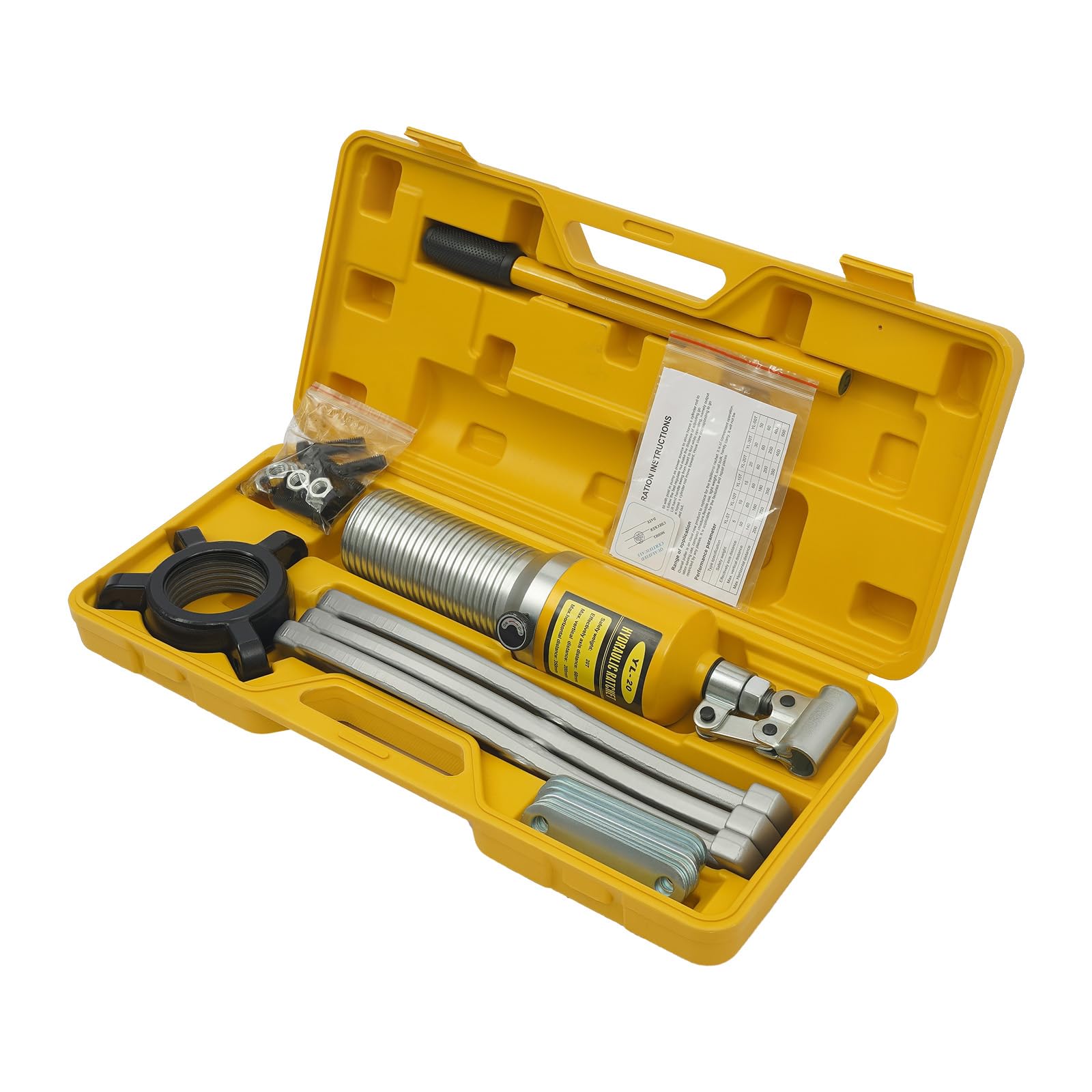 Extractor hidráulico 20T, máx. 19,5 cm de alcance, 3 garras, extractor de rodamientos hidráulico, mango giratorio de 360°, extractor de cubos de rueda, extractor de volante magnético para bujes